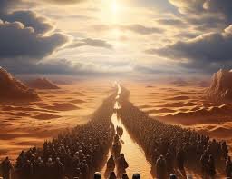 images (2) aliança, fidelidade e presença de Deus, com elementos simbólicos (como luz no deserto, sarça ardente, ou um caminho com céu aberto)