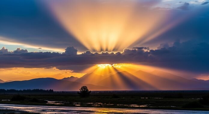 Amanhecer após tempestade Imagem do amanhecer após uma tempestade, representando o poder de Deus de transformar o fim em recomeço.