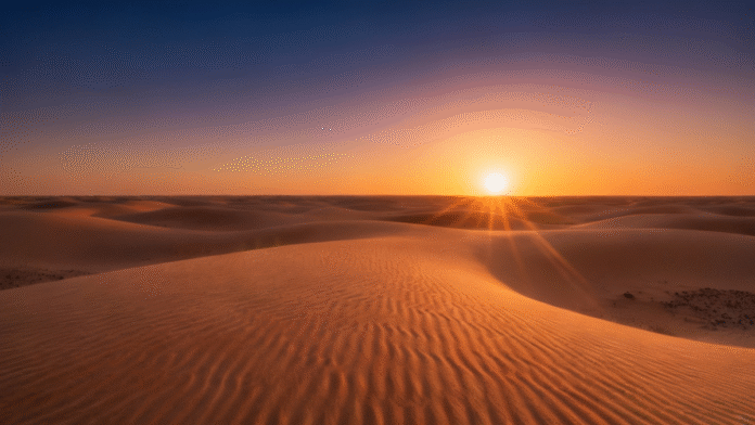Deserto ao Amanhecer 1200x675 paisagem de deserto ao amanhecer, representando o maná e a fidelidade de Deus.