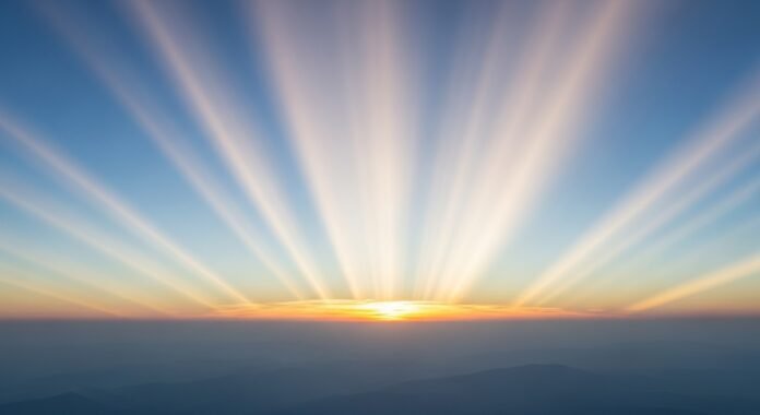 Horizonte alto iluminado Imagem de um horizonte alto e iluminado, simbolizando a altura do amor de Deus sobre os que O temem.