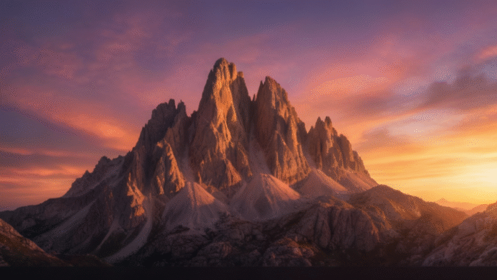 Montanha ao Amanhecer 1200x675 imagem de montanha estável ao amanhecer, simbolizando fé e estabilidade espiritual.