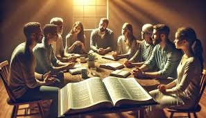 download (4) Pessoas estudando a Bíblia em grupo, simbolizando discipulado e comunhão cristã.