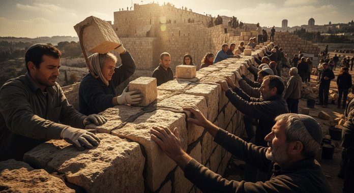 image (1) Reconstrução dos muros de Jerusalém representando restauração espiritual.