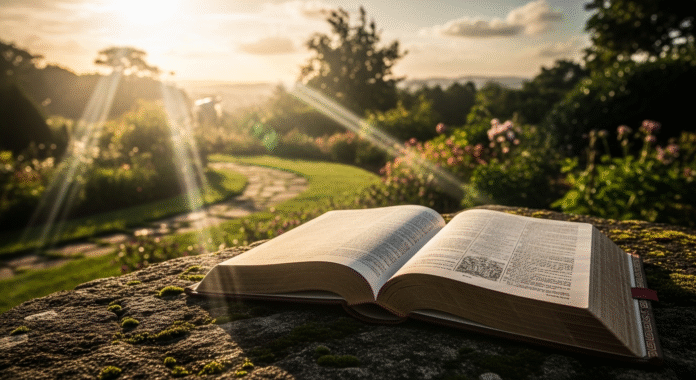 image (10) Imagem de uma Bíblia aberta sobre uma mesa iluminada, representando a luz e o poder libertador da Palavra de Deus.