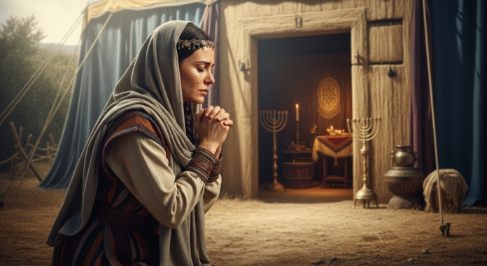 image (4) Mulher hebreia orando em Siló, simbolizando a fé de Ana em 1 Samuel 1.