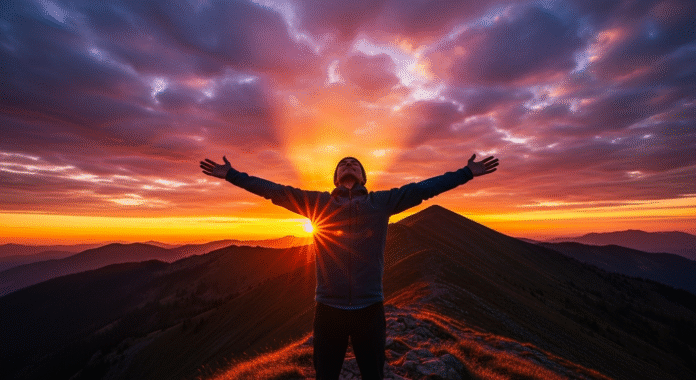 image (5) Imagem de alguém de braços abertos diante do amanhecer, simbolizando a esperança que renasce em Deus.