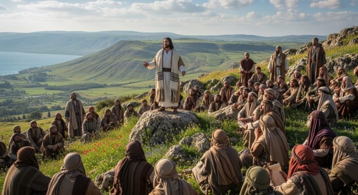 jesus_sermao_monte_multidao Estudo completo sobre o Sermão da Montanha: descubra os ensinamentos de Jesus sobre fé, humildade e vida no Reino de Deus.