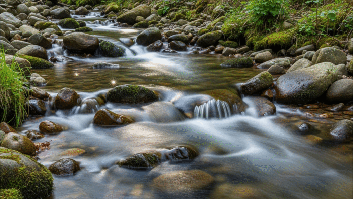Água Cristalina Fluindo entre Pedras 1. Tenha sede de Deus. Jesus disse: “Quem tem sede, venha a mim.” O Espírito Santo não é derramado em corações cheios de si, mas em corações sedentos por mais de Deus.