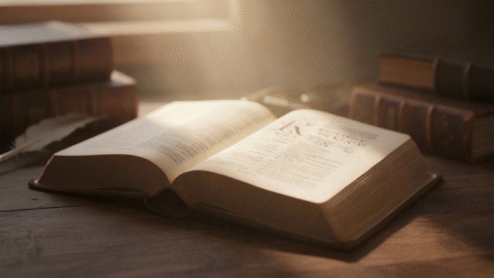 Bíblia aberta luz 1 Reis 1200x675 Bíblia aberta com luz suave enfatizando o livro de 1 Reis