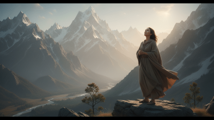 Contemplando o Refúgio em Deus pessoa contemplando montanhas como símbolo do refúgio em Deus