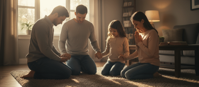 Família orando mãos unidas família orando de mãos dadas pedindo proteção e união a Deus