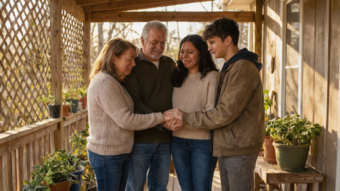 Família segurando mãos reconciliação 1200x675 imagem de uma família segurando as mãos em um momento de reconciliação