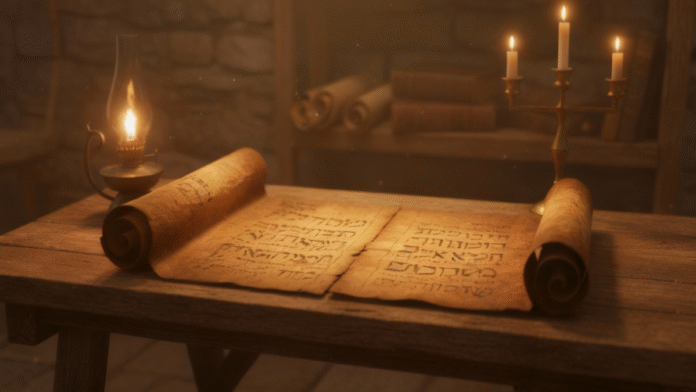 Pergaminho aberto estudo Naum 1200x675 imagem de um pergaminho aberto, simbolizando estudo bíblico sobre Naum