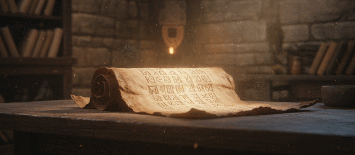 Pergaminho aberto luz visões pergaminho aberto com luz suave, simbolizando visões e palavras proféticas