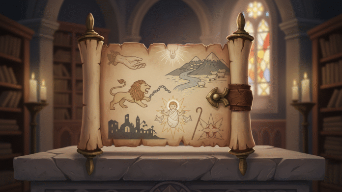 Pergaminho de Miquéias imagem com pergaminho antigo ilustrando a mensagem profética de Miquéias