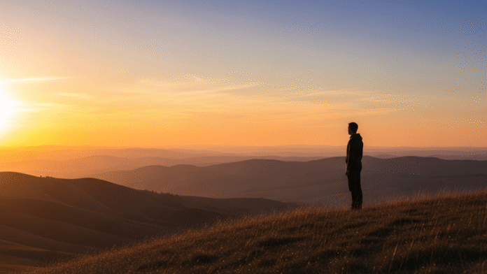Pessoa Contemplando o Horizonte pessoa contemplando o horizonte simbolizando fé e paciência na espera