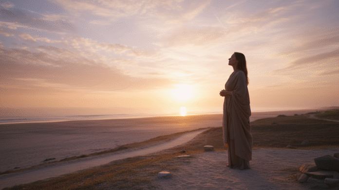 Pessoa Olhando para o Horizonte pessoa olhando para o horizonte ao amanhecer