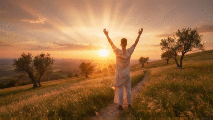 Pessoa braços erguidos sol 1200x675 prometeu presença constante