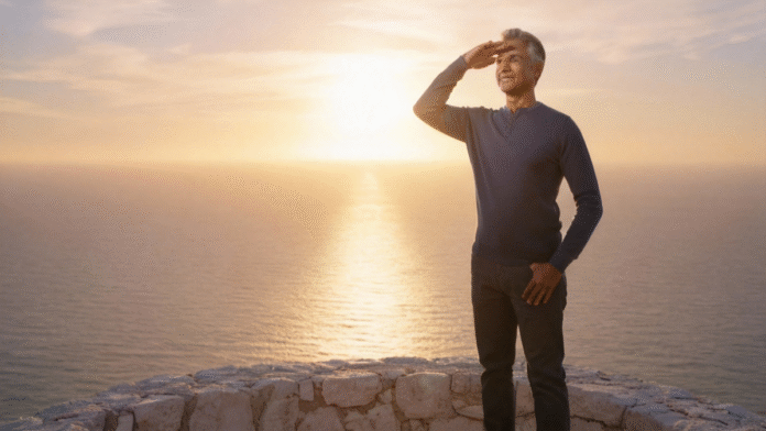 Pessoa horizonte esperança tempo divino 1200x675 imagem de alguém parado diante de um horizonte claro, representando esperança no tempo divino