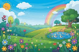 criacao do mundo desenho infantil da criação com sol, nuvens, animais e natureza