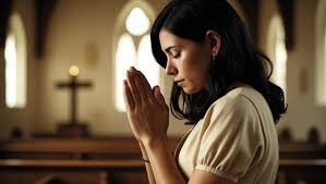 download (35) Pessoa orando em silêncio, com expressão de entrega e cura.