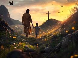 download (5) Caminho iluminado levando a uma casa acolhedora, simbolizando o lar eterno preparado por Jesus.