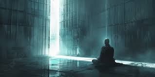 download (52) pessoa sentada perto de uma janela com luz suave, expressão serena após oração