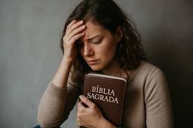 download (9) Mulher reflexiva segurando uma Bíblia enquanto pensa sobre saúde emocional e fé.
